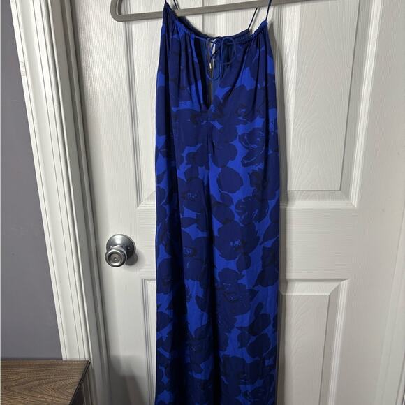J.Crew Blue Floral Silk Halter Midi Dress Size 2 - Picture 6 of 7